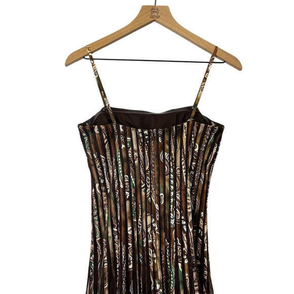 Vintage 90s CACHE Spaghetti Strap Brown Chocolate Party Cocktail Dress Size 8 - Picture 7 of 16